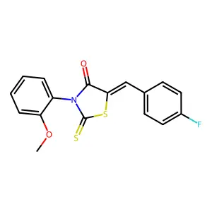 (5Z)-5-(4-fluorobenzylidene)-3-(2-methoxyphenyl)-2-thioxo-1,3-thiazolidin-4-one structure