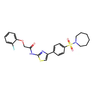 N-{4-[4-(azepan-1-ylsulfonyl)phenyl]-1,3-thiazol-2-yl}-2-(2-fluorophenoxy)acetamide structure