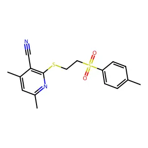 4,6-Dimethyl-2-[2-(4-methylphenyl)sulfonylethylsulfanyl]pyridine-3-carbonitrile structure