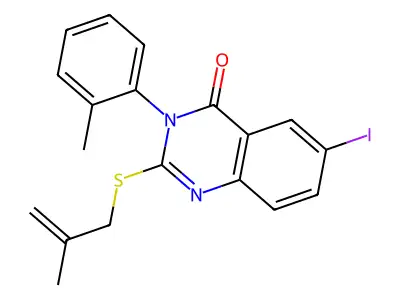 6-Iodo-3-(2-methylphenyl)-2-(2-methylprop-2-enylsulfanyl)quinazolin-4-one structure