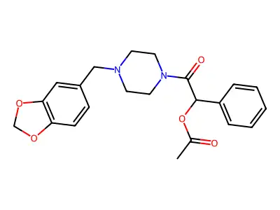 2-[4-(1,3-Benzodioxol-5-ylmethyl)piperazin-1-yl]-2-oxo-1-phenylethyl acetate structure
