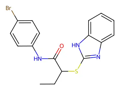 2-(1H-benzimidazol-2-ylsulfanyl)-N-(4-bromophenyl)butanamide structure