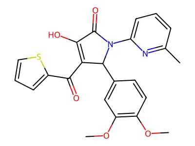 (4E)-5-(3,4-dimethoxyphenyl)-4-[hydroxy(thiophen-2-yl)methylidene]-1-(6-methylpyridin-2-yl)pyrrolidine-2,3-dione structure