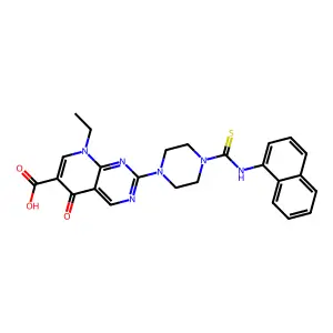 8-ethyl-2-[4-(naphthalen-1-ylcarbamothioyl)piperazin-1-yl]-5-oxopyrido[2,3-d]pyrimidine-6-carboxylic acid structure