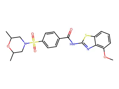 4-((2,6-dimethylmorpholino)sulfonyl)-N-(4-methoxybenzo[d]thiazol-2-yl)benzamide structure