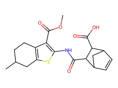 3-({[3-(methoxycarbonyl)-6-methyl-4,5,6,7-tetrahydro-1-benzothien-2-yl]amino}carbonyl)bicyclo[2.2.1]hept-5-ene-2-carboxylic acid structure