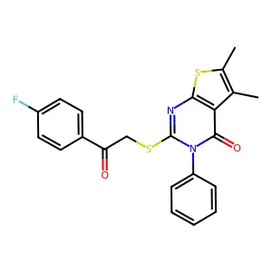 2-[[2-(4-Fluorophenyl)-2-oxoethyl]thio]-5,6-dimethyl-3-phenylthieno[2,3-d]pyrimidin-4(3H)-one structure