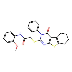 N-(2-methoxyphenyl)-2-({3-oxo-4-phenyl-8-thia-4,6-diazatricyclo[7.4.0.0^{2,7}]trideca-1(9),2(7),5-trien-5-yl}sulfanyl)acetamide structure
