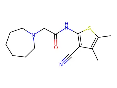 2-(azepan-1-yl)-N-(3-cyano-4,5-dimethylthiophen-2-yl)acetamide structure