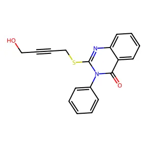 2-[(4-hydroxybut-2-yn-1-yl)sulfanyl]-3-phenylquinazolin-4(3H)-one structure