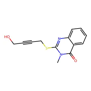 2-[(4-Hydroxybut-2-yn-1-yl)sulfanyl]-3-methyl-3,4-dihydroquinazolin-4-one structure