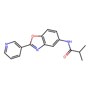 2-methyl-N-[2-(pyridin-3-yl)-1,3-benzoxazol-5-yl]propanamide structure