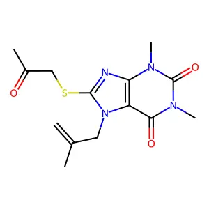 1,3-Dimethyl-7-(2-methylprop-2-enyl)-8-(2-oxopropylsulfanyl)purine-2,6-dione structure