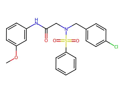 2-[benzenesulfonyl-[(4-chlorophenyl)methyl]amino]-N-(3-methoxyphenyl)acetamide structure