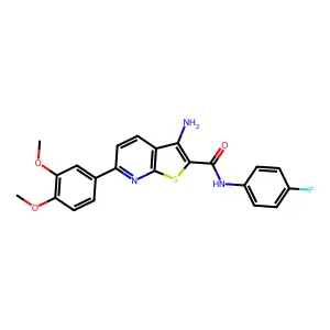 3-amino-6-(3,4-dimethoxyphenyl)-N-(4-fluorophenyl)thieno[2,3-b]pyridine-2-carboxamide structure