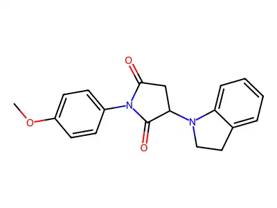3-(2,3-dihydro-1H-indol-1-yl)-1-(4-methoxyphenyl)pyrrolidine-2,5-dione structure