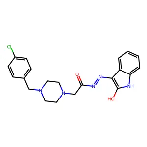 2-[4-(4-chlorobenzyl)piperazin-1-yl]-N'-[(3Z)-2-oxo-1,2-dihydro-3H-indol-3-ylidene]acetohydrazide structure