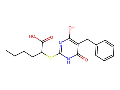 2-[(5-benzyl-4-hydroxy-6-oxo-1H-pyrimidin-2-yl)sulfanyl]hexanoic Acid structure