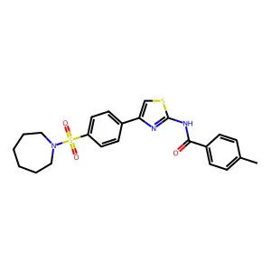 N-{4-[4-(azepan-1-ylsulfonyl)phenyl]-1,3-thiazol-2-yl}-4-methylbenzamide structure