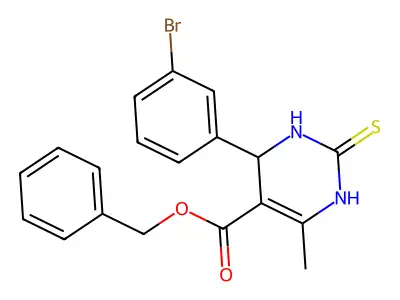 benzyl 4-(3-bromophenyl)-6-methyl-2-thioxo-1,2,3,4-tetrahydropyrimidine-5-carboxylate structure