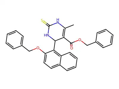 benzyl 4-(2-(benzyloxy)naphthalen-1-yl)-6-methyl-2-thioxo-1,2,3,4-tetrahydropyrimidine-5-carboxylate structure