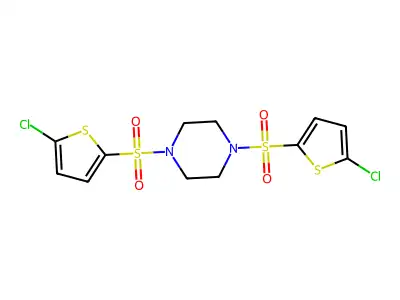 1,4-Bis[(5-chlorothiophen-2-yl)sulfonyl]piperazine structure