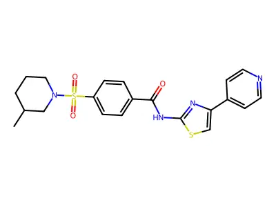 4-((3-methylpiperidin-1-yl)sulfonyl)-N-(4-(pyridin-4-yl)thiazol-2-yl)benzamide structure