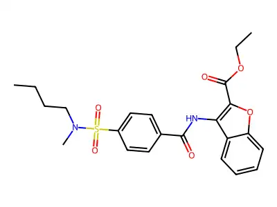 ethyl 3-(4-(N-butyl-N-methylsulfamoyl)benzamido)benzofuran-2-carboxylate structure