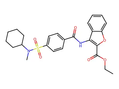 ethyl 3-(4-(N-cyclohexyl-N-methylsulfamoyl)benzamido)benzofuran-2-carboxylate structure