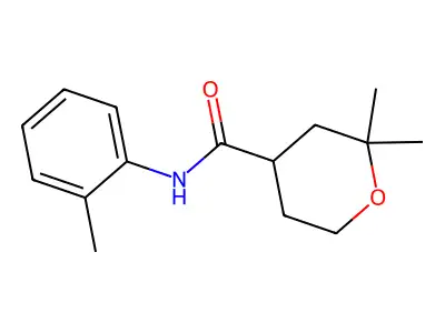 2,2-dimethyl-N-(2-methylphenyl)oxane-4-carboxamide structure