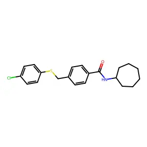 4-[(4-chlorophenyl)sulfanylmethyl]-N-cycloheptylbenzamide structure