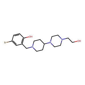 4-Bromo-2-({4-[4-(2-hydroxyethyl)piperazin-1-yl]piperidin-1-yl}methyl)phenol structure