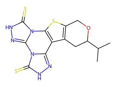 12-isopropyl-12,13-dihydro-10H-pyrano[4',3':4,5]thieno[3,2-e]bis([1,2,4]triazolo)[4,3-a:4',3'-c]pyrimidine-3,7-dithiol structure