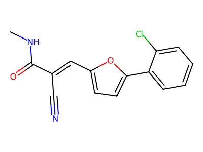 (E)-3-(5-(2-chlorophenyl)furan-2-yl)-2-cyano-N-methylacrylamide structure