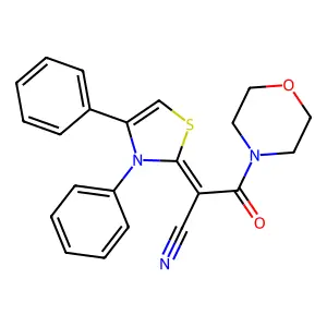 (Z)-2-(3,4-diphenylthiazol-2(3H)-ylidene)-3-morpholino-3-oxopropanenitrile structure