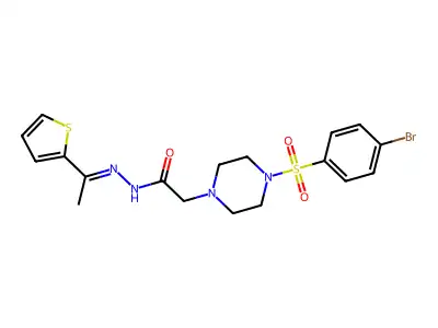2-{4-[(4-bromophenyl)sulfonyl]piperazin-1-yl}-N'-[(1Z)-1-(thiophen-2-yl)ethylidene]acetohydrazide structure