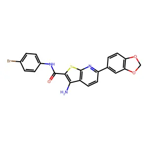 3-amino-6-(1,3-benzodioxol-5-yl)-N-(4-bromophenyl)thieno[2,3-b]pyridine-2-carboxamide structure