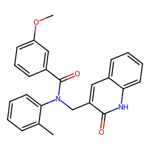 3-methoxy-N-(2-methylphenyl)-N-[(2-oxo-1H-quinolin-3-yl)methyl]benzamide structure