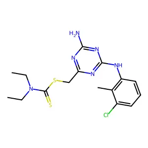 {4-amino-6-[(3-chloro-2-methylphenyl)amino]-1,3,5-triazin-2-yl}methyl diethylcarbamodithioate structure