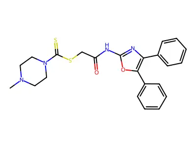 2-[(4,5-diphenyl-1,3-oxazol-2-yl)amino]-2-oxoethyl 4-methyl-1-piperazinecarbodithioate structure