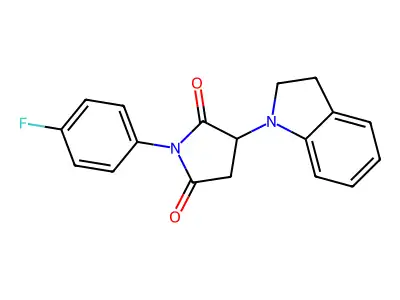 3-(2,3-dihydro-1H-indol-1-yl)-1-(4-fluorophenyl)pyrrolidine-2,5-dione structure