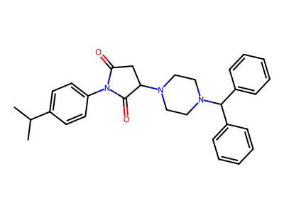 3-[4-(diphenylmethyl)piperazin-1-yl]-1-[4-(propan-2-yl)phenyl]pyrrolidine-2,5-dione structure