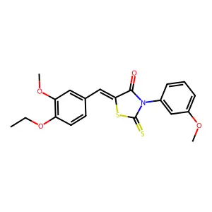 (5Z)-5-(4-ethoxy-3-methoxybenzylidene)-3-(3-methoxyphenyl)-2-thioxo-1,3-thiazolidin-4-one structure