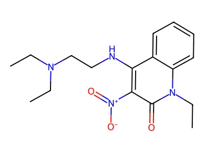 4-((2-(diethylamino)ethyl)amino)-1-ethyl-3-nitroquinolin-2(1H)-one structure