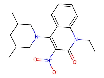 4-(3,5-Dimethylpiperidin-1-yl)-1-ethyl-3-nitroquinolin-2-one structure
