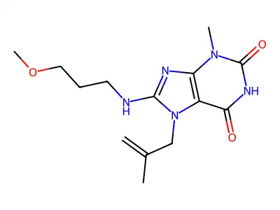 8-((3-methoxypropyl)amino)-3-methyl-7-(2-methylallyl)-1H-purine-2,6(3H,7H)-dione structure