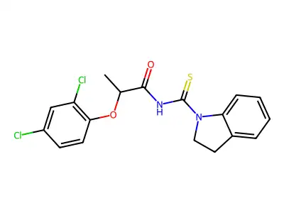 2-(2,4-dichlorophenoxy)-N-(2,3-dihydro-1H-indol-1-ylcarbonothioyl)propanamide structure