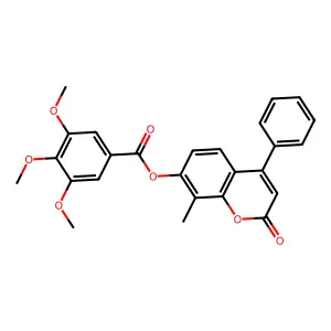 8-methyl-2-oxo-4-phenyl-2H-chromen-7-yl 3,4,5-trimethoxybenzoate structure