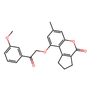 9-[2-(3-methoxyphenyl)-2-oxoethoxy]-7-methyl-2,3-dihydrocyclopenta[c]chromen-4(1H)-one structure
