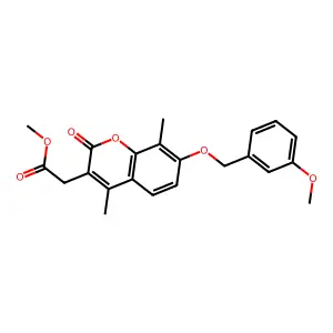 methyl {7-[(3-methoxybenzyl)oxy]-4,8-dimethyl-2-oxo-2H-chromen-3-yl}acetate structure